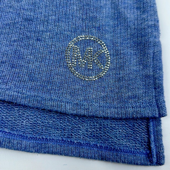 Michael KORS Heather Blue Hooded Sweater. Lace Up Neck Line. Hi-Lo Hem. Large. - Picture 4 of 8